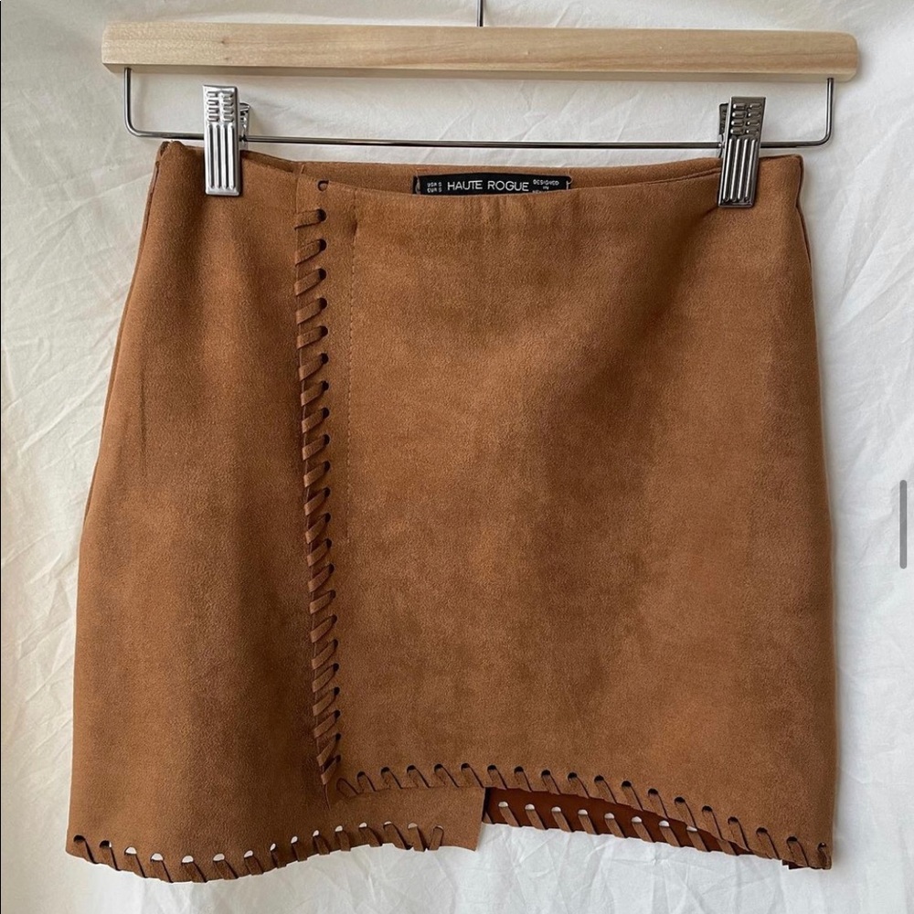 Haute Rogue suede (faux?) mini skirt